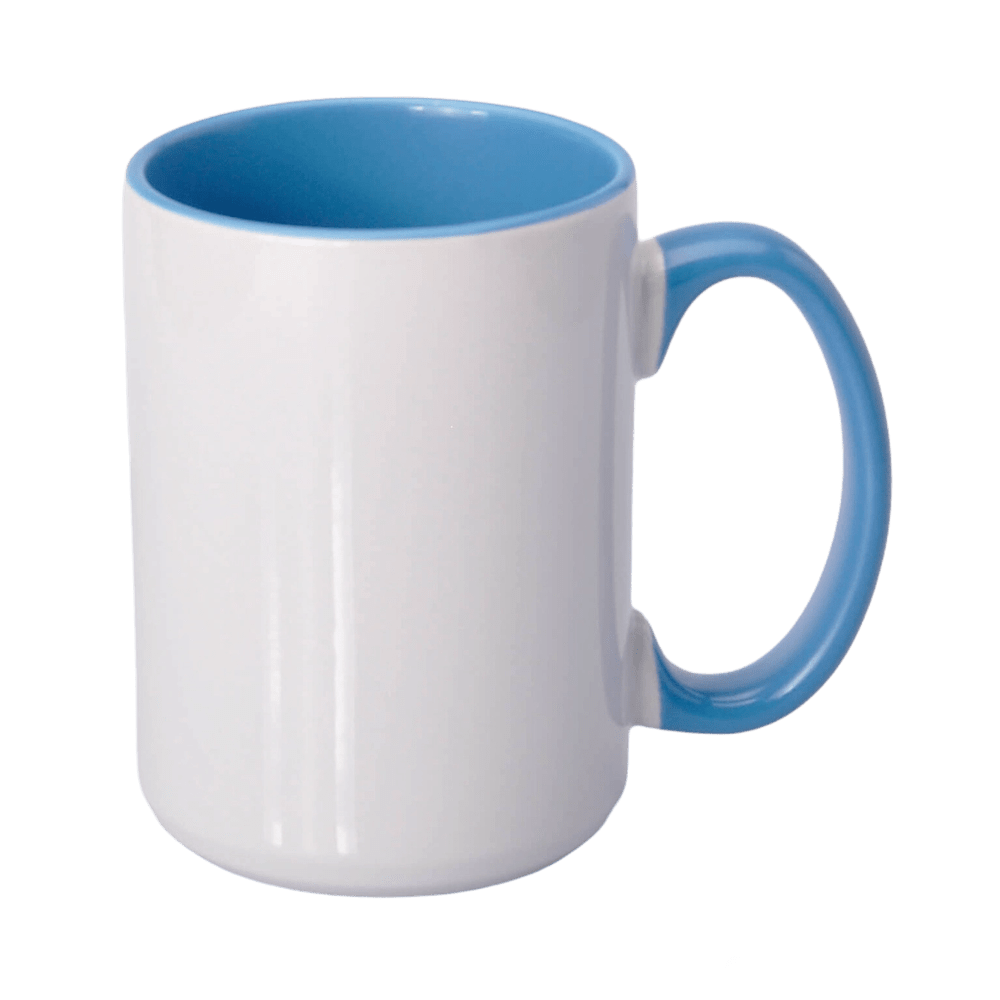 Sublimační hrnek s modrým vnitřkem a uchem 425ml UNISUB SM-032 AA+ 