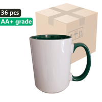 Karton 36 ks. Sublimační hrnek UNISUB SM-038 425ml AA+ tmavě zelený interiér a ucho