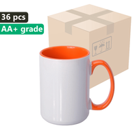 Karton 36 ks. Sublimační hrnek UNISUB SM-039 425ml AA+ oranžový interiér a ucho