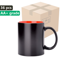 Karton 36 kusů Magický hrnek černý 330ml s červeným vnitřkem SM-019 