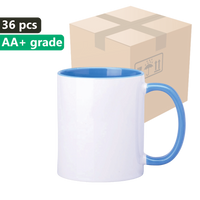 Karton 36 kusů Sublimační hrnek 330ml bílý s modrým vnitřkem a ouškem SM-001 AA+ 