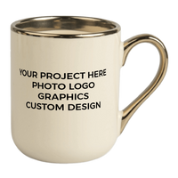 UNISUB Sublimationsbecher SM-061 350 ml creme / beige gelb mit Goldrand und Griff Klasse AA+