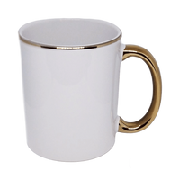 Kubek biały 330ml Grade AAA UNISUB SM-050 złote obrzeże i ucho do sublimacji