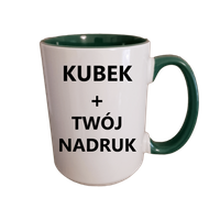 Kubek z nadrukiem UNISUB SM-038 425ml ciemnozielone wnętrze i ucho AA+