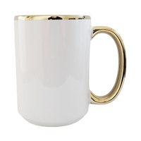 UNISUB Sublimationsbecher SM-059 425 ml weiß mit Goldrand und Griff Klasse AA+