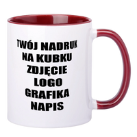 Kubek z nadrukiem UNISUB SM-003 330 ml AA+ z bordowym wnętrzem i uszkiem 330ml 