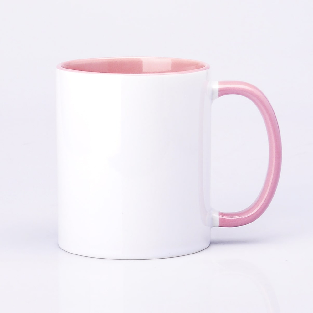 Sublimationbecher mit Rosa Innenraum und Griff 330ml SM-007 (AA+ Qualität)