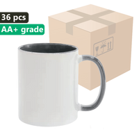 KARTON 36 Stück UNISUB Sublimationsbecher SM-057 330 ml weiß mit grauem Innenraum und Griff Klasse AA+