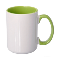 Kubek do sublimacji UNISUB SM-037 425ml z jasnozielonym wnętrzem i uszkiem AA+