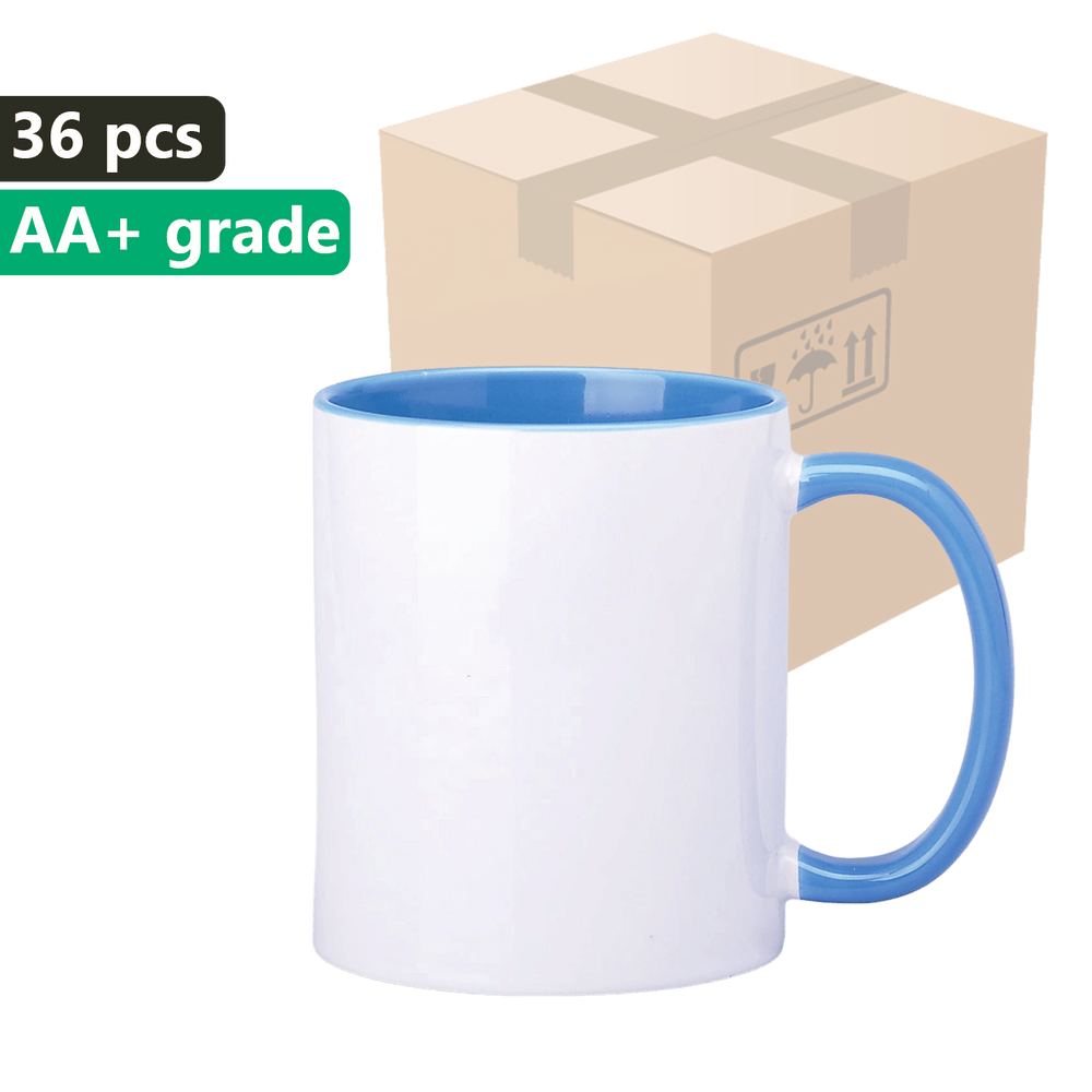Sublimationstasse mit Blauer Innenseite und Henkel 330ml AA+ SM-001