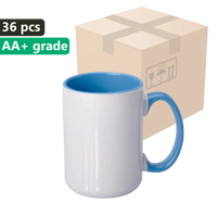 Karton 36 szt. Kubek do sublimacji UNISUB SM-032 AA+ 425ml niebieskie wnętrze i ucho