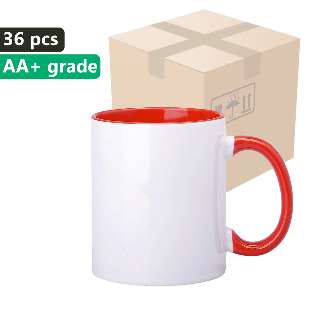 Karton 36 sztuk Kubek do sublimacji UNISUB SM-005 z czerwonym wnętrzem i uszkiem 330 ml AA+ 
