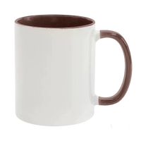 UNISUB Sublimationsbecher SM-056 330 ml weiß mit brauner Innenseite und Griff Klasse AA+