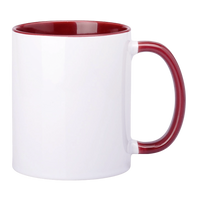 Becher mit burgunderrotem Innenraum und Griff 330ml SM-003 Sublimation AA+