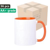 Carton 36 pieces UNISUB SM-006 mug with orange interior and earpiece 330ml for sublimation AA+