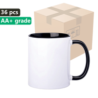 Carton 36 pieces Mug SM-010 330ml with black interior and ear piece for sublimation AA+  