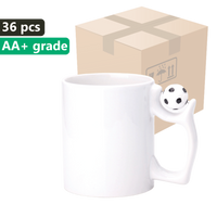 CARTON 36 pcs. FOOTBALL 330ml white mug Grade AAA UNISUB SM-051 with ball for sublimation