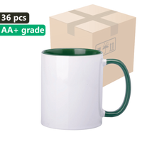 Carton 36 pieces Mug SM-009 with dark green interior and earpiece 330ml for sublimation AA+