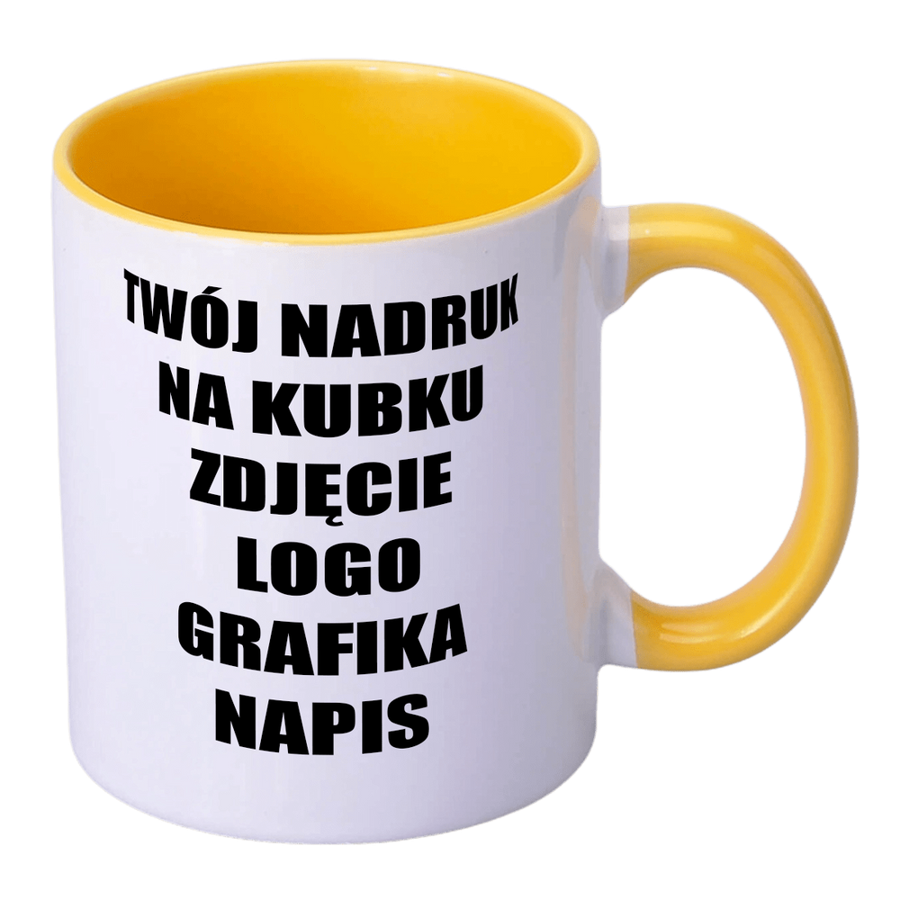 Printed mug 330ml SM-004 for AA+ sublimation with yellow interior and handle 
