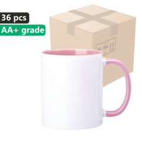 Carton 36 piece SM-007 sublimation mug with pink interior and earpiece 330ml AA+