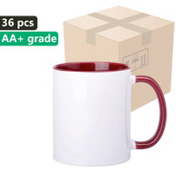 Carton 36 pieces Mug SM-003 with maroon interior and earpiece 330ml sublimation AA+