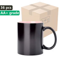 Carton 36 pieces Magic mug black SM-021 with pink interior 330ml