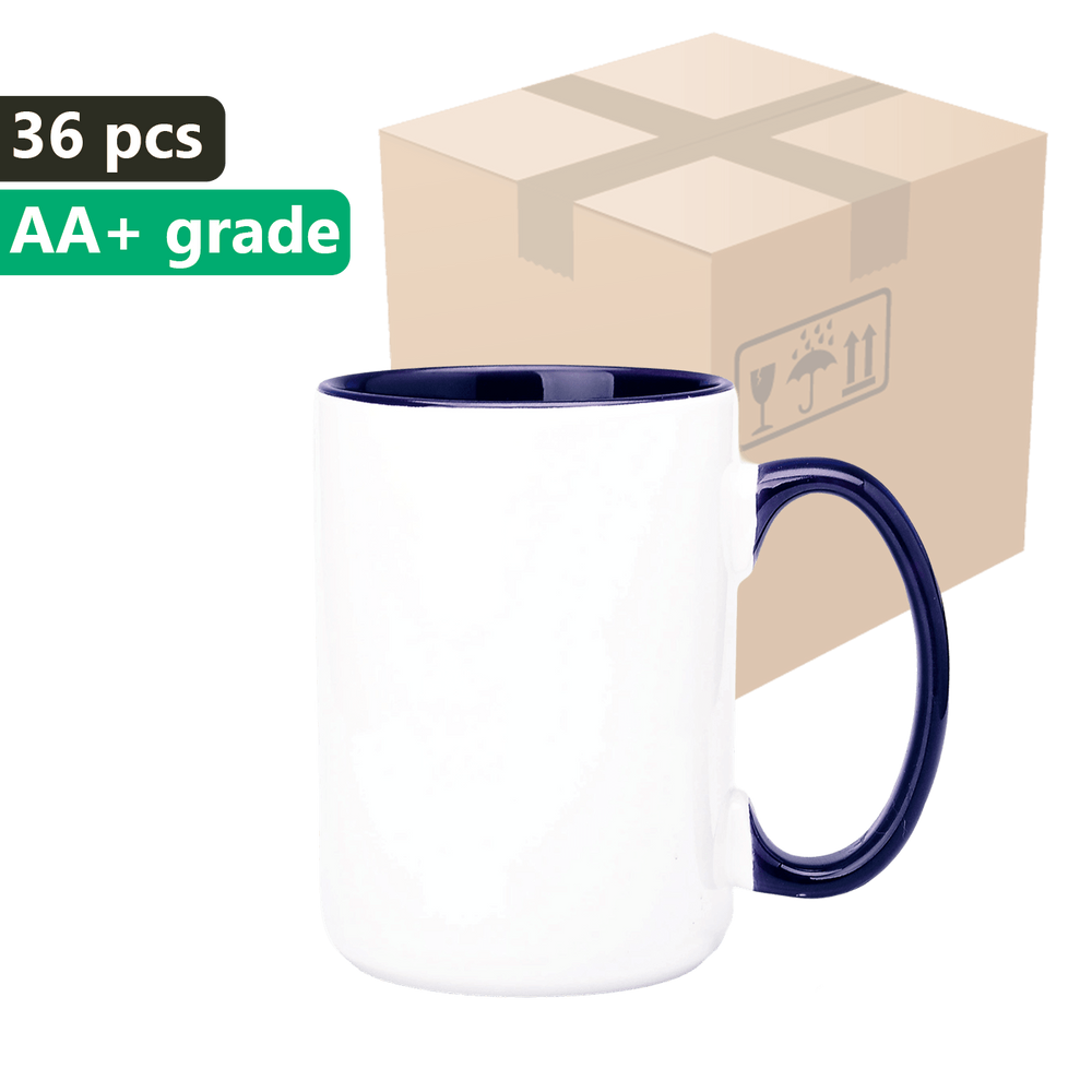 Carton 36 pcs. Sublimation mug 450ml UNISUB SM-036 AA+ with cobalt interior and earpiece