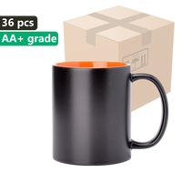 Carton 36 pieces Magic mug black SM-025 with orange interior 330ml