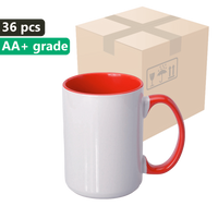 Carton 36 pcs. UNISUB SM-034 AA+ sublimation mug 425ml with red interior and handle 