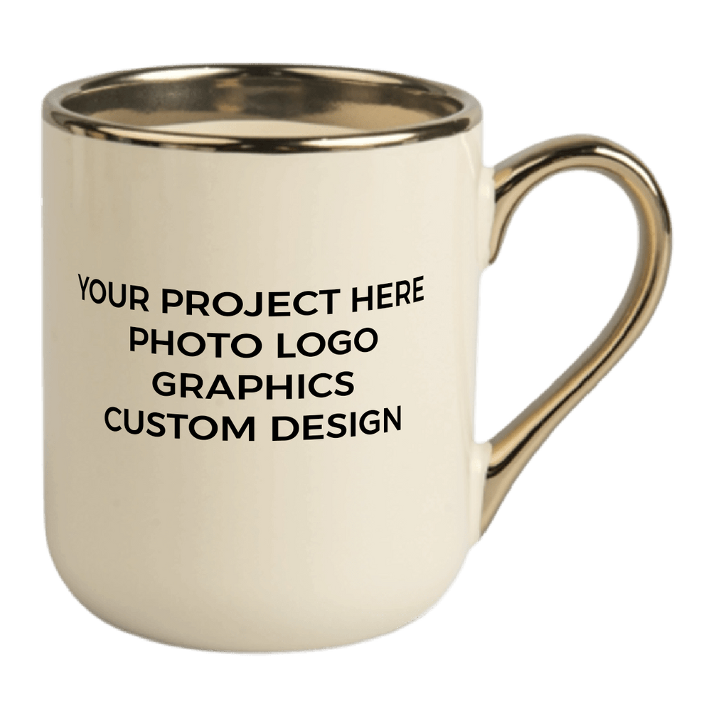 UNISUB sublimation mug SM-061 350 ml cream / beige yellow with gold rim and earpiece Class AA+