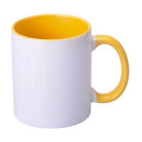 Mug with yellow interior and earpiece 330ml SM-004 for sublimation AA+