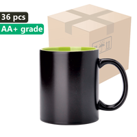 Carton 36 pieces Magic mug black SM-023 with light green interior 330ml