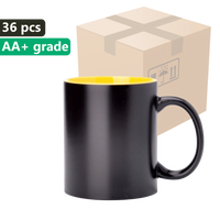 Carton 36 pieces Magic mug black SM-024 with yellow interior 330ml
