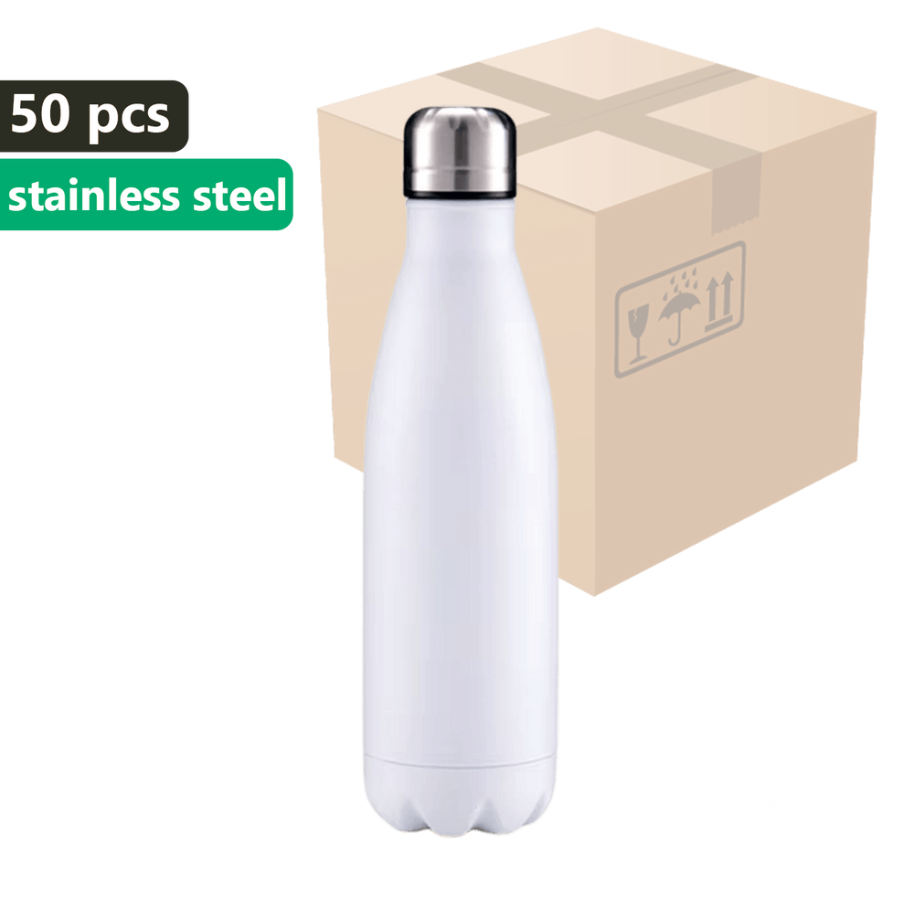 CARTON 50 pcs. Metallic white OUTDOOR 500ml Stainless Steel Thermos Bottle UNISUB TB-003