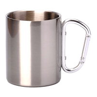 OUTDOOR metallic mug 300ml Stainless Steel UNISUB MM-001 silver carabiner