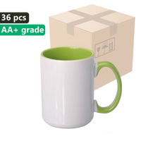 Carton 36 pcs. UNISUB sublimation mug SM-037 AA+ 425ml with light green interior and ear piece