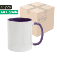 CARTON 36 pieces UNISUB sublimation mug SM-058 330 ml white with purple interior and earpiece class AA+