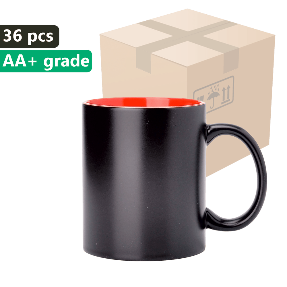 Carton 36 pieces Magic mug black 330ml with red interior SM-019