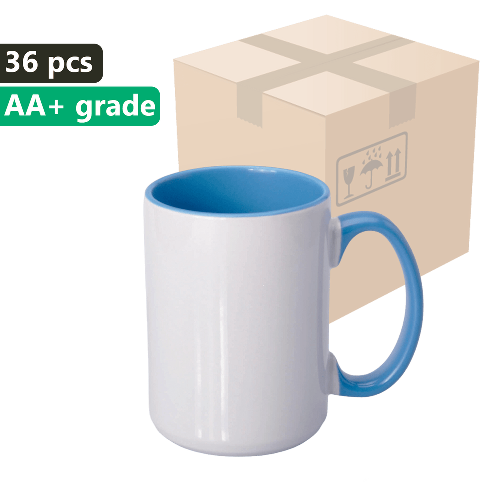 Carton 36 pcs. UNISUB sublimation mug SM-032 AA+ 425ml blue interior and ear
