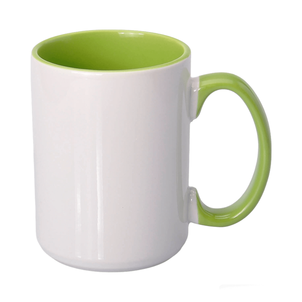 Sublimační hrnek UNISUB SM-037 425ml se světle zeleným vnitřkem a uchem AA+