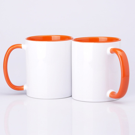 Hrnek s oranžovým vnitřkem a uchem 330ml pro sublimaci AA+ UNISUB SM-006