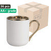 KARTON 36 Stück UNISUB Sublimationsbecher SM-060 330 ml weiß mit Goldrand und Griff Klasse AA+