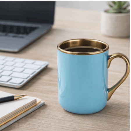 UNISUB sublimation mug SM-060 330 ml white with gold rim and handle Class AA+