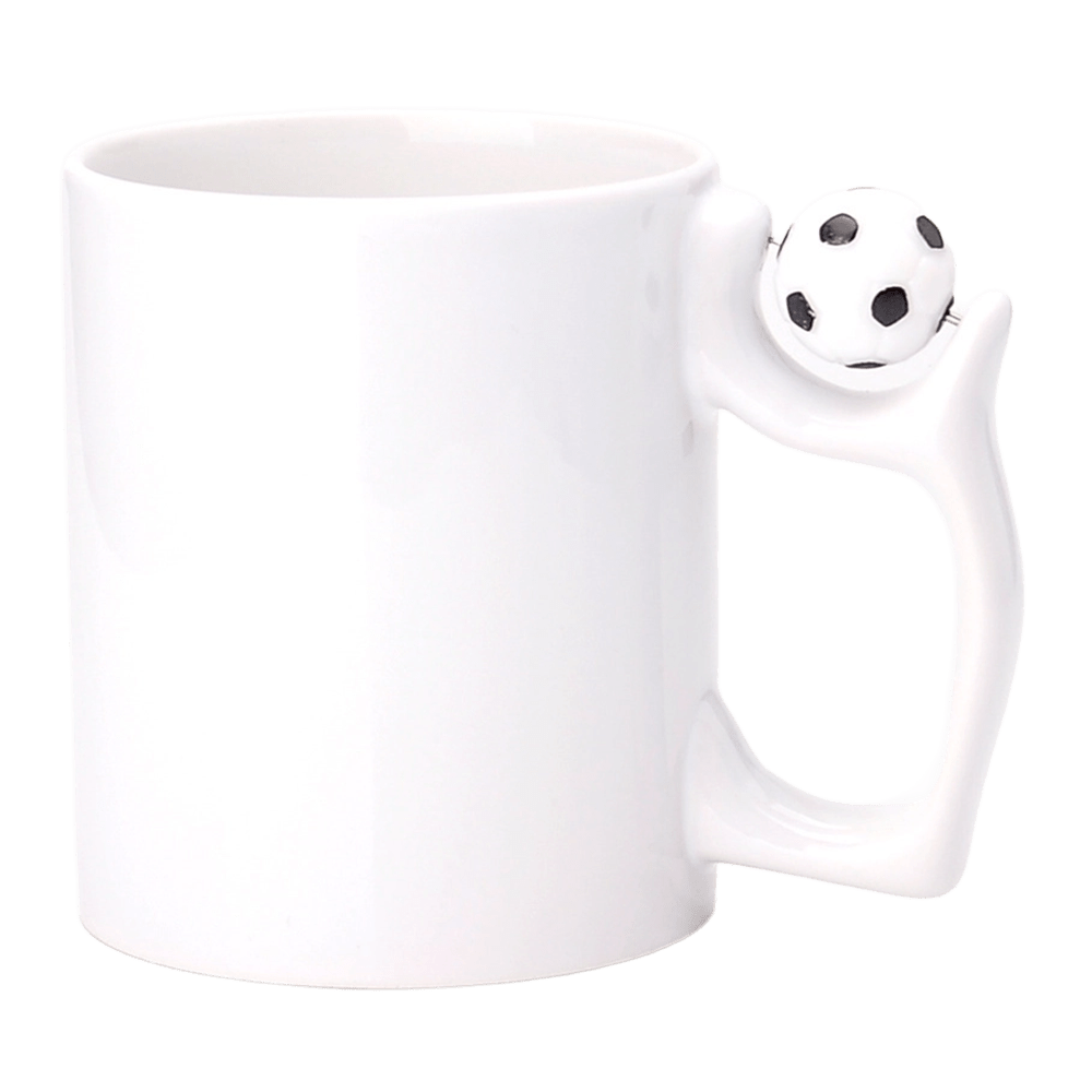 FOOTBALL 330ml bílý hrnek Grade AAA UNISUB SM-051 s míčem pro sublimaci