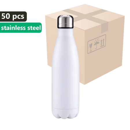 CARTON 50 pcs. Metallic white OUTDOOR 500ml Stainless Steel Thermos Bottle UNISUB TB-003