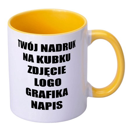 Printed mug 330ml SM-004 for AA+ sublimation with yellow interior and handle 