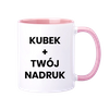 Kubek z nadrukiem 330ml z różowym wnętrzem i uszkiem SM-007 AA+