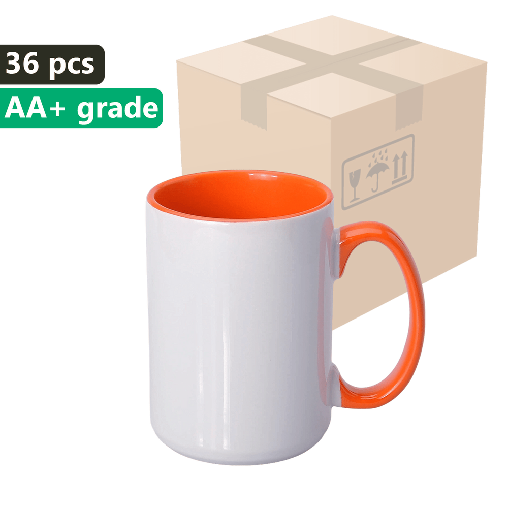 Carton 36 pcs. UNISUB sublimation mug SM-039 425ml AA+ orange interior and ear