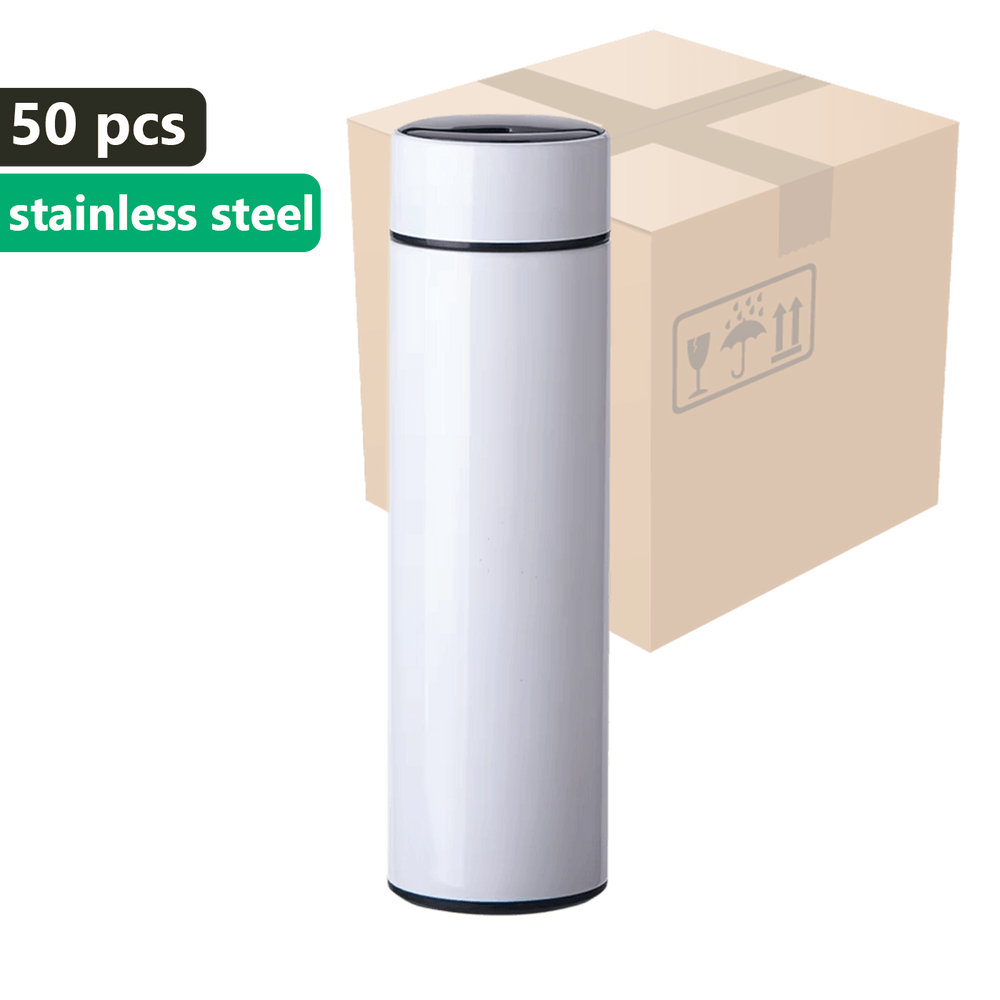 CARTON 50 pcs. Metallic white OUTDOOR 500ml Stainless Steel Thermos Bottle UNISUB TB-001