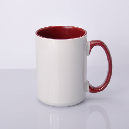 Mug with maroon interior and handle 425ml UNISUB SM-033 for AA+ sublimation 